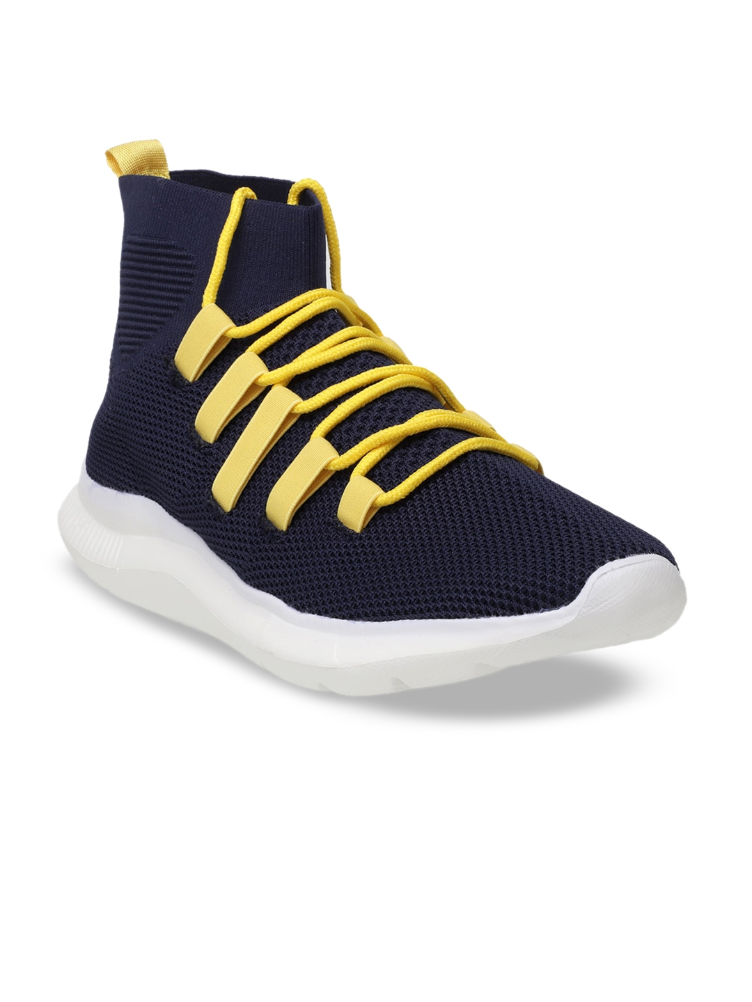 Buy Carlton London Sports Men Navy Blue Solid Mesh Memory Foam High Top Sneakers - Casual Shoes 