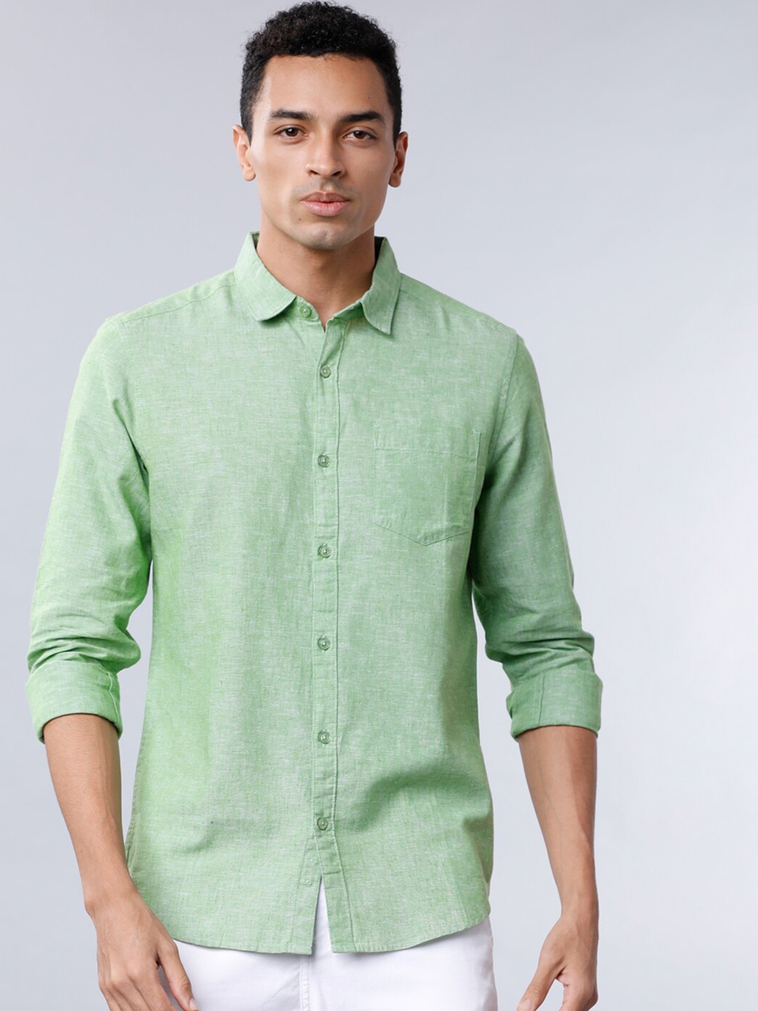 Buy HIGHLANDER Men Mint Green Slim Fit Solid Casual Shirt - Shirts for ...