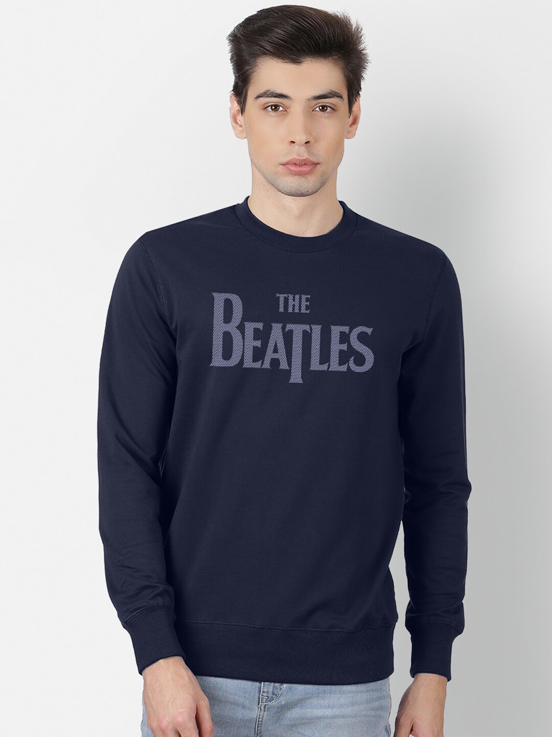 Buy Free Authority Men Navy Blue The Beatles Print Sweatshirt ...