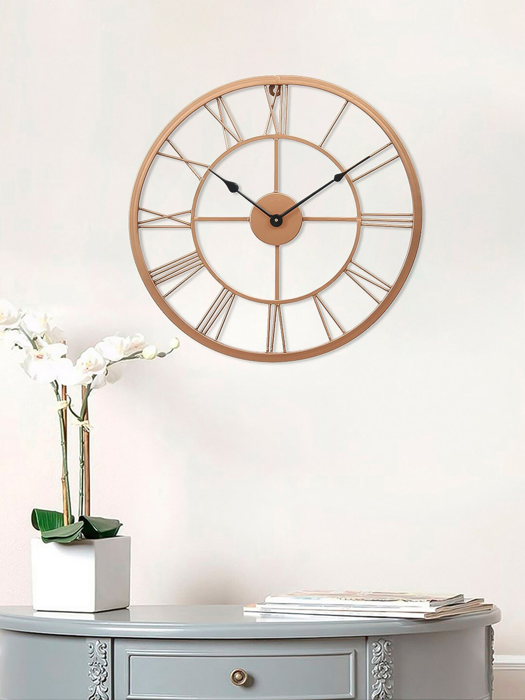 Buy ECraftIndia Brown Handcrafted Round Solid Analogue Wall Clock