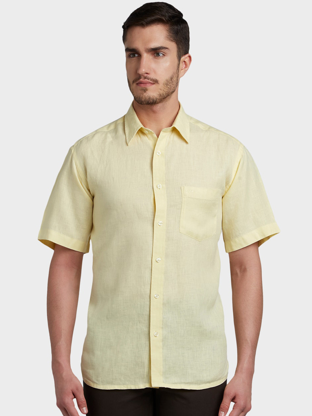 Buy ColorPlus Men Yellow Regular Fit Solid Casual Shirt Shirts for