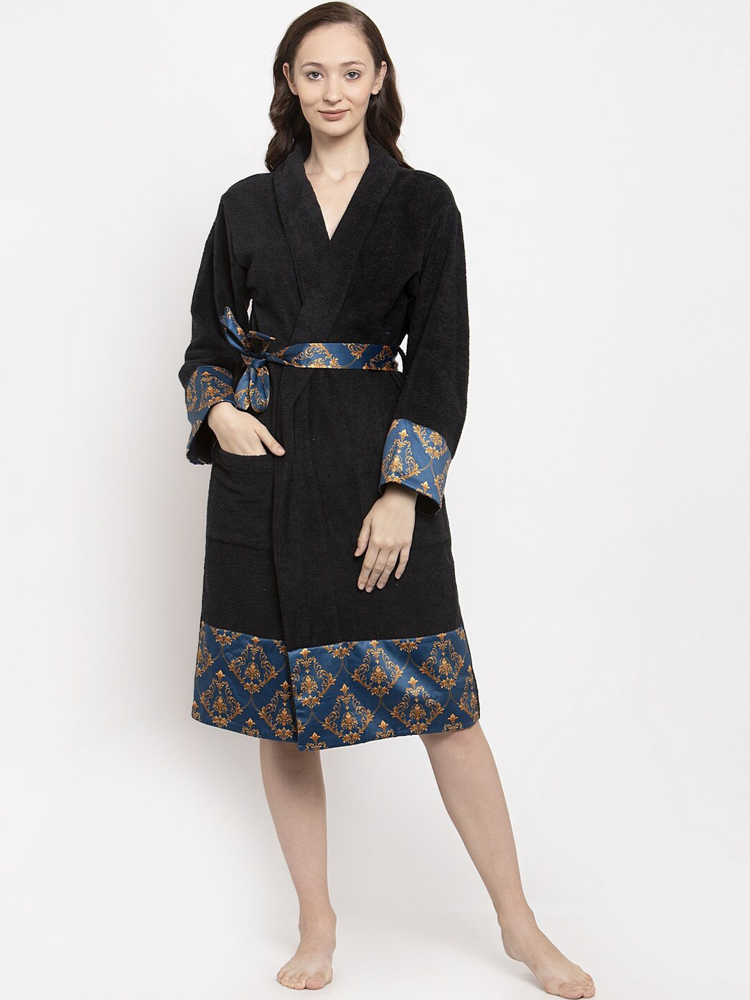 Buy DECOREALM Unisex Black Bathrobe Bath Robe for Unisex 12850512