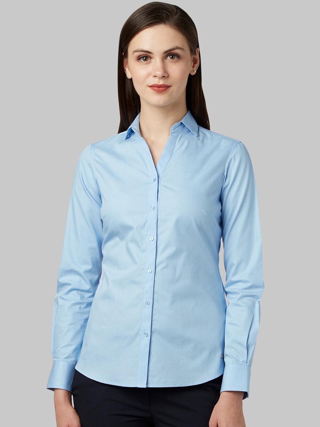 Buy Park Avenue Woman Blue Regular Fit Solid Formal Shirt - Shirts for ...