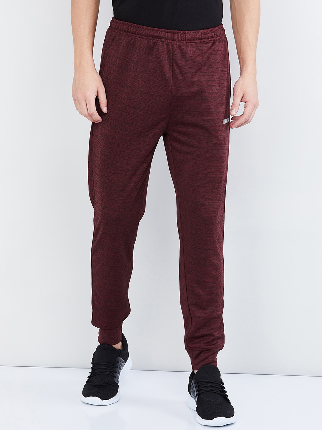 Buy Max Men Red & Black Textured Straight Fit Joggers - Track Pants for ...