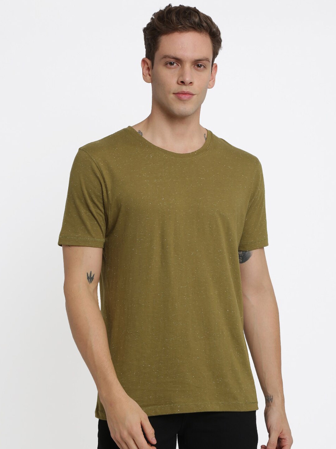 Buy Crocodile Men Green Solid Round Neck T Shirt - Tshirts for Men ...