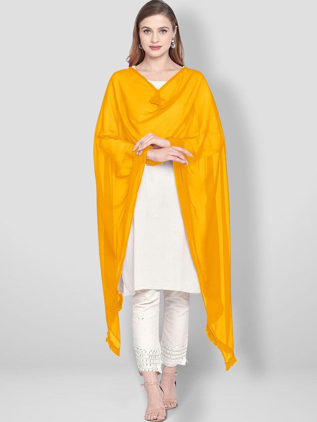 Buy Dupatta Bazaar Mustard Yellow Solid Dupatta Dupatta for Women
