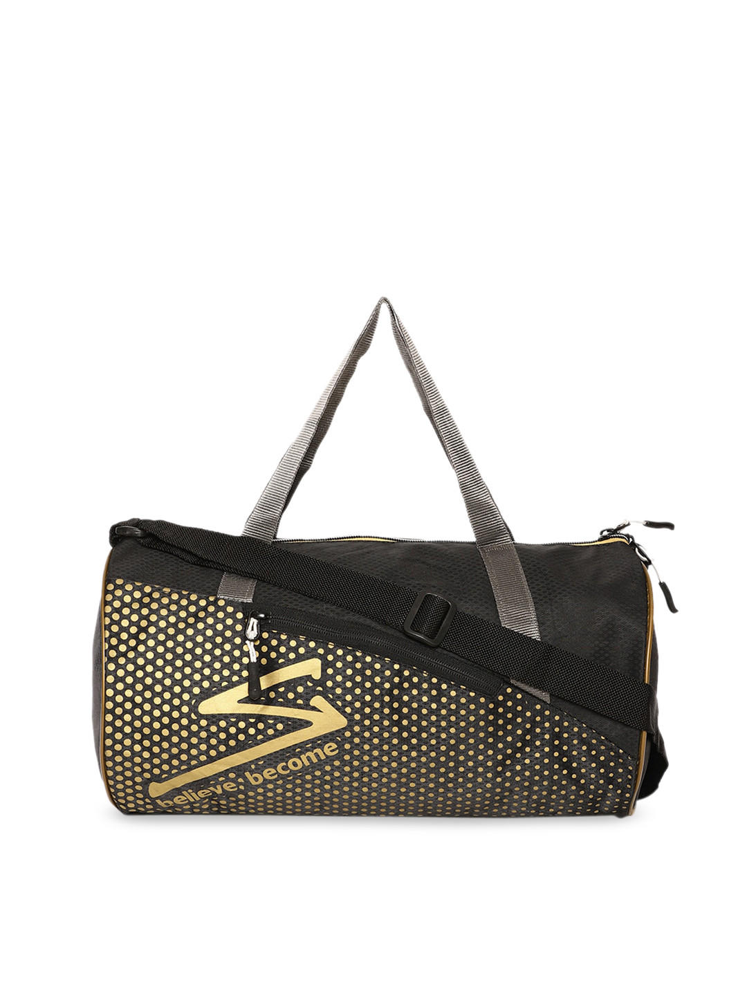 Buy SG Unisex Black & Gold Coloured Printed Gym Duffel Bag Duffel Bag