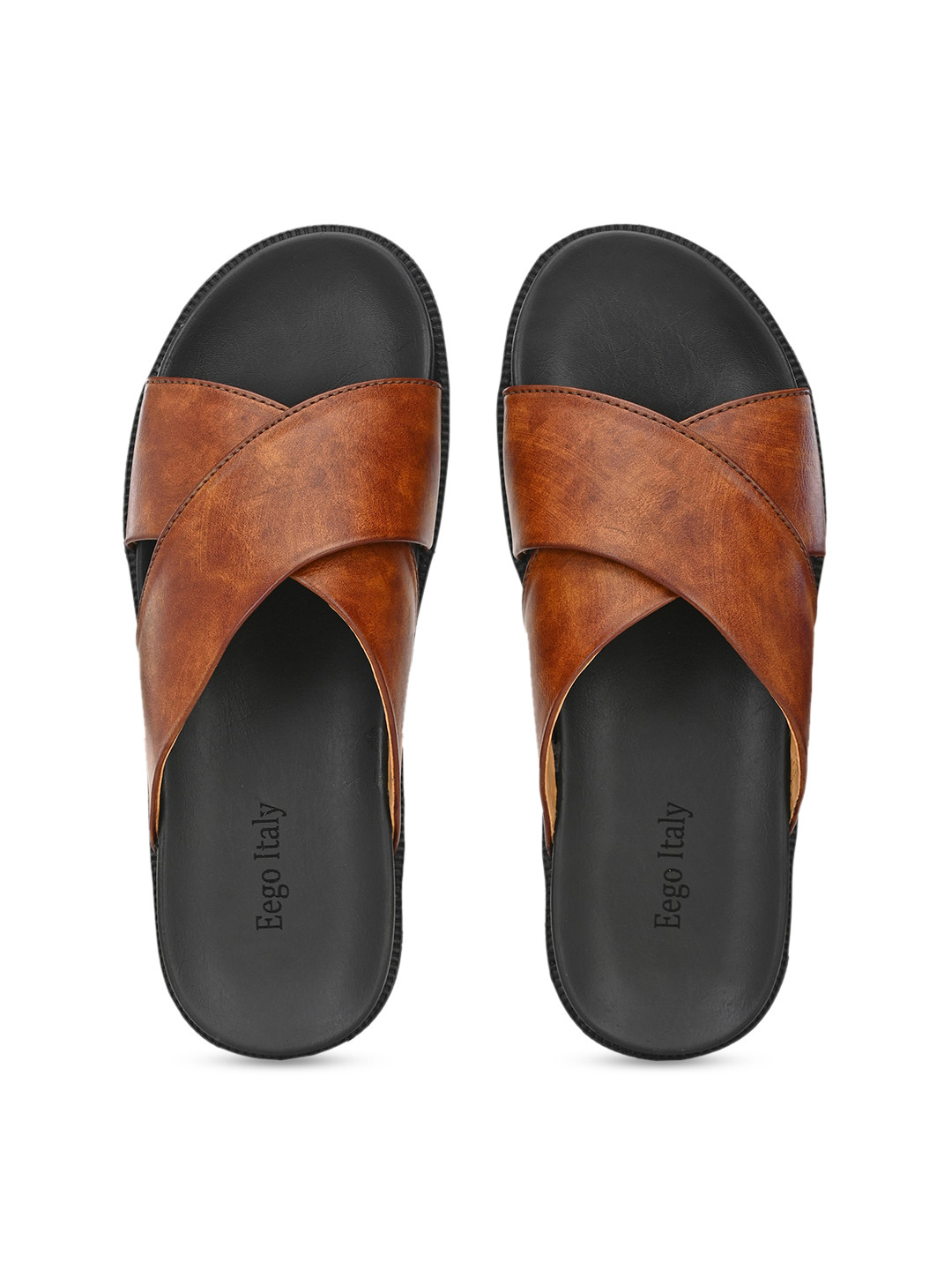 Buy Eego Italy Men Tan Brown Solid Sliders - Sandals for Men 12651262 | Myntra