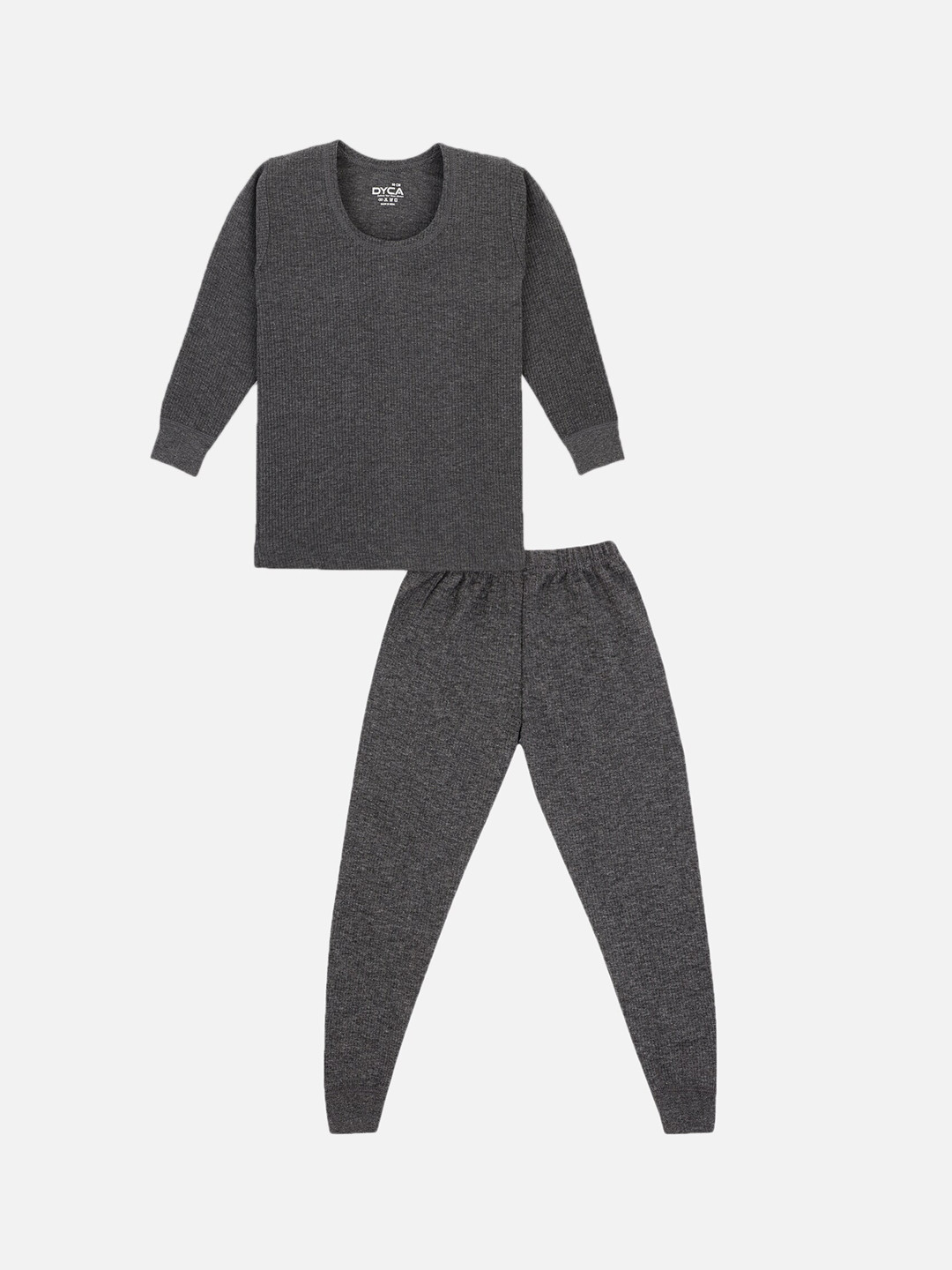 Buy DYCA Unisex Kids Charcoal Grey Solid Thermal Set Thermal Set for