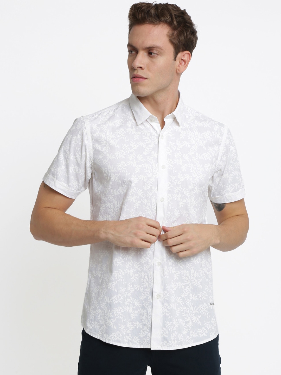 Buy Crocodile Men White Classic Slim Fit Printed Casual Shirt - Shirts ...