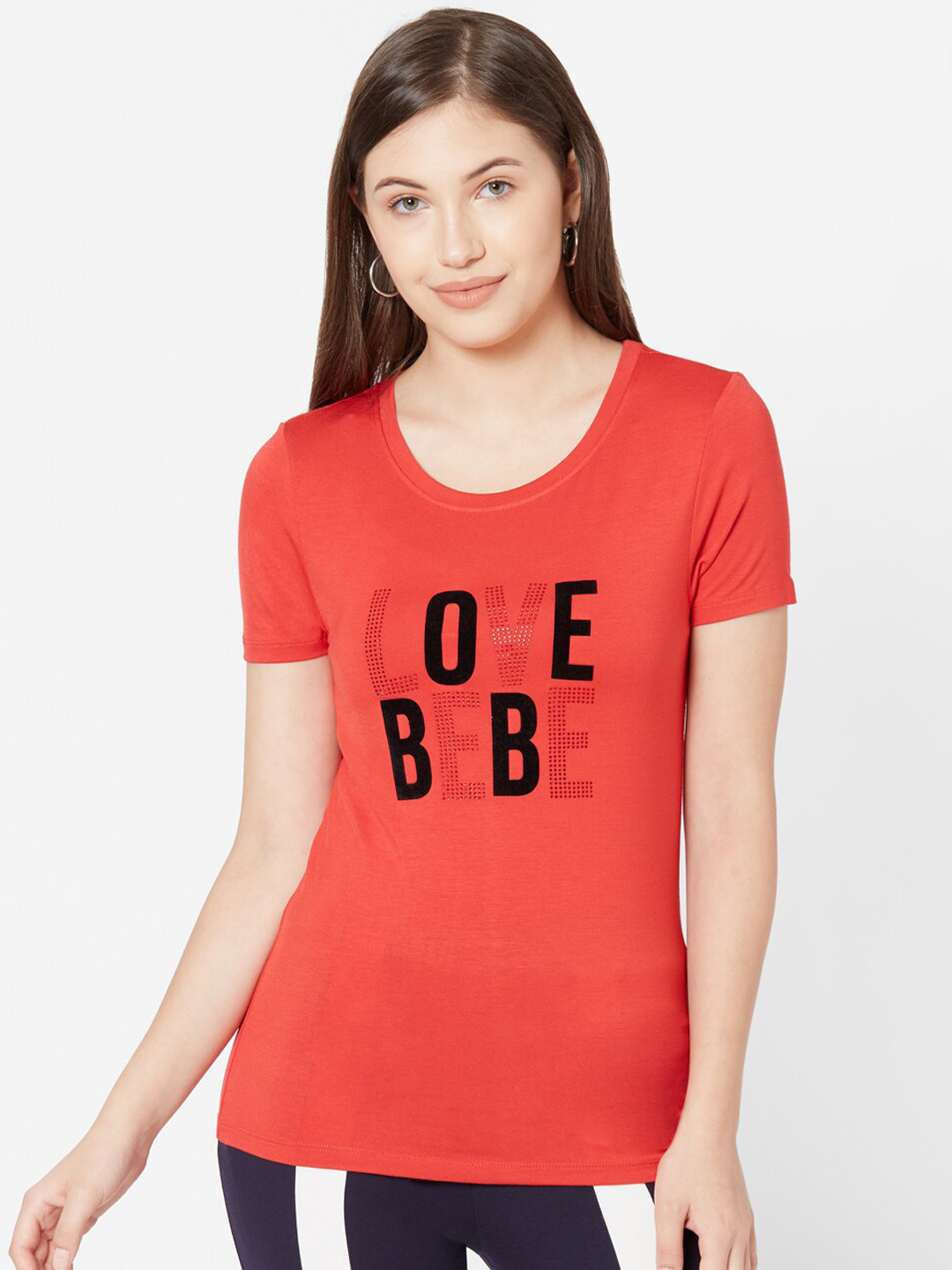 Buy Bebe Women Red Printed Round Neck T Shirt - Tshirts for Women 12645590 | Myntra