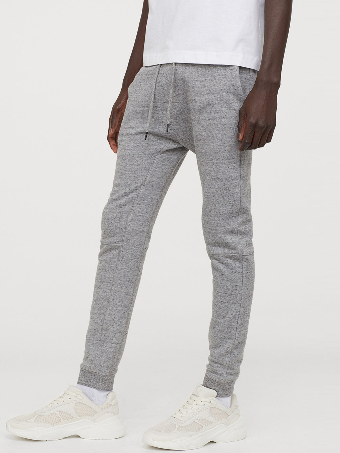 Buy H&M Men Grey Solid Sweatpants Tapered Fit Trousers for Men 12674380 Myntra