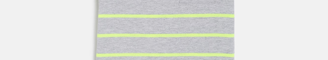Buy MINI KLUB Boys Grey Fluorescent Green Striped Round Neck Pure ...