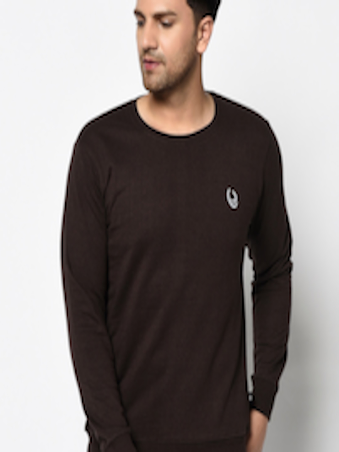 Buy ELEGANCE Men Coffee Brown Solid Sweatshirt - Sweatshirts for Men ...