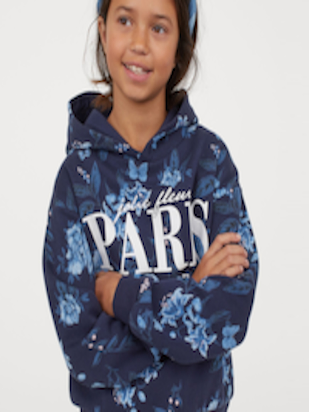 Buy H&M Girls Blue Printed Hoodie - Sweatshirts for Girls 12673946 | Myntra