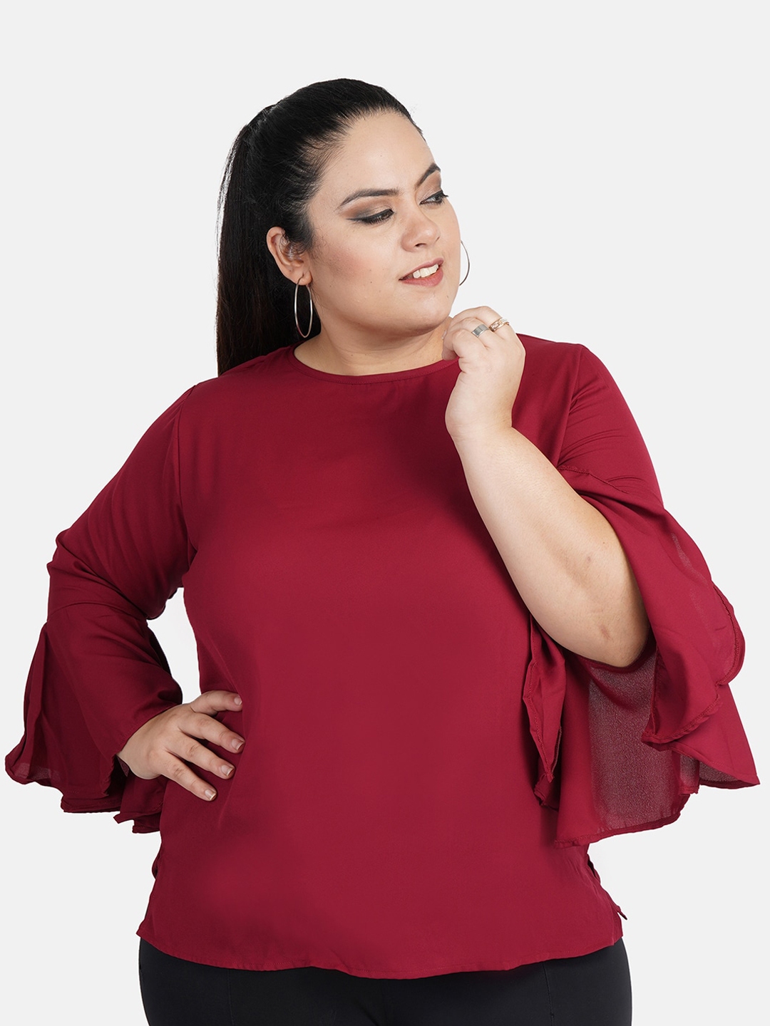 womens plus size maroon tops