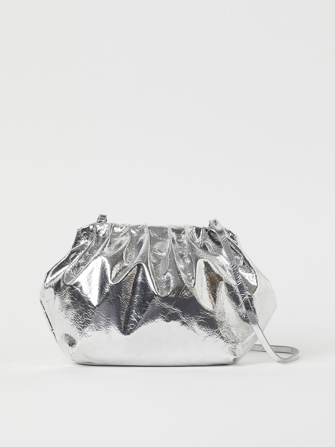 Buy H&M Women Silver Toned Soft Shoulder Bag Clutches for Women