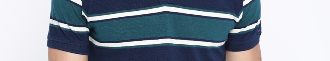 Buy Basics Men Green Striped Polo Collar T Shirt - Tshirts for Men ...