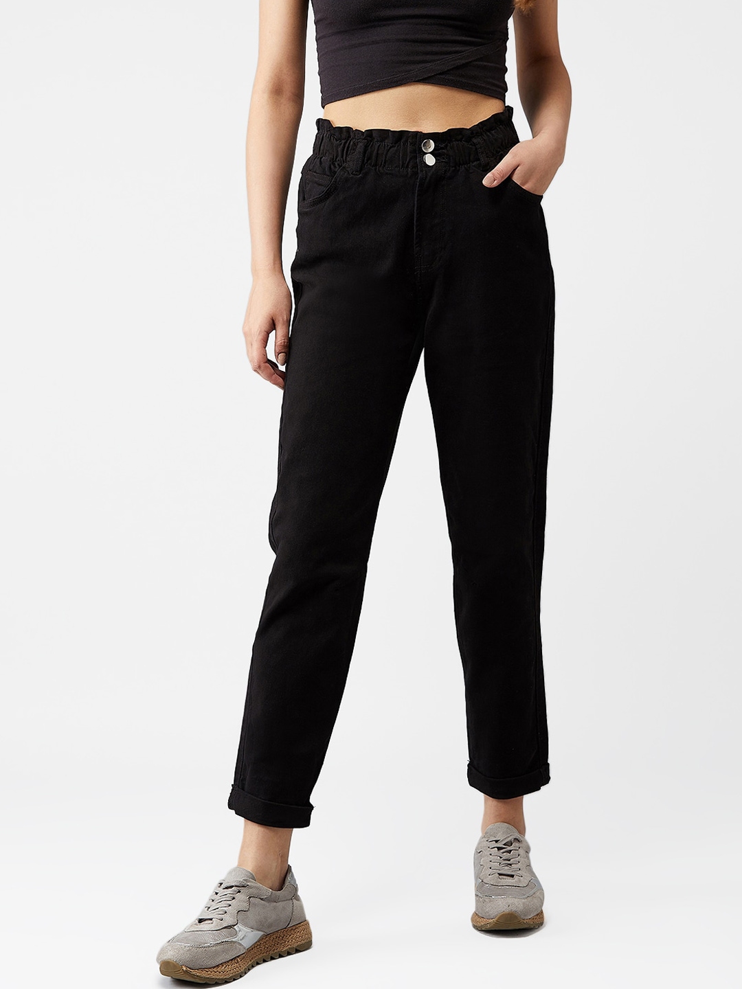 black boyfriend jeans for ladies