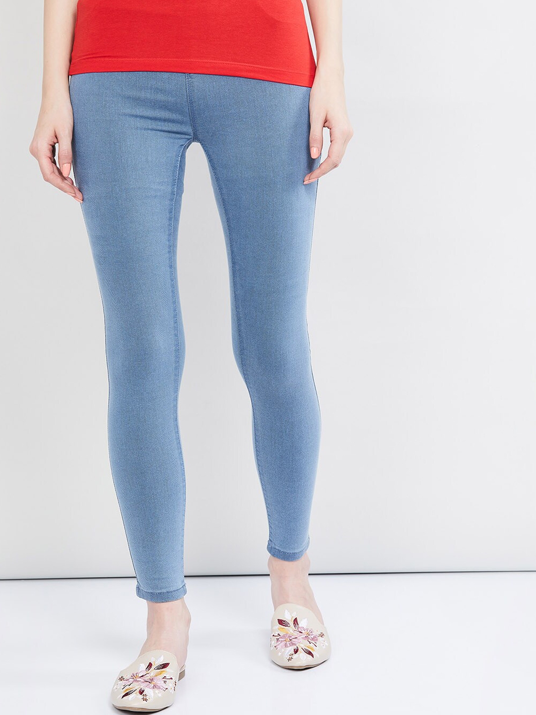 womens blue jean jeggings