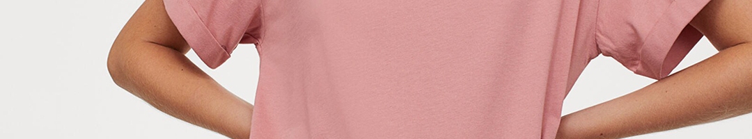 Buy HM Women Pink Long Pure Cotton T Shirt - Tshirts for Women 12696164 ...