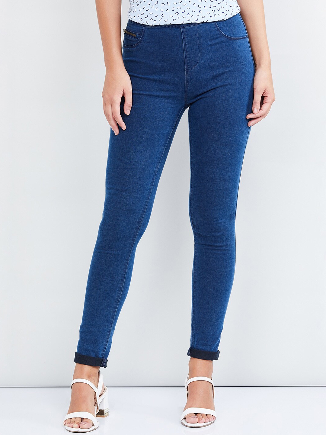 womens blue jean jeggings