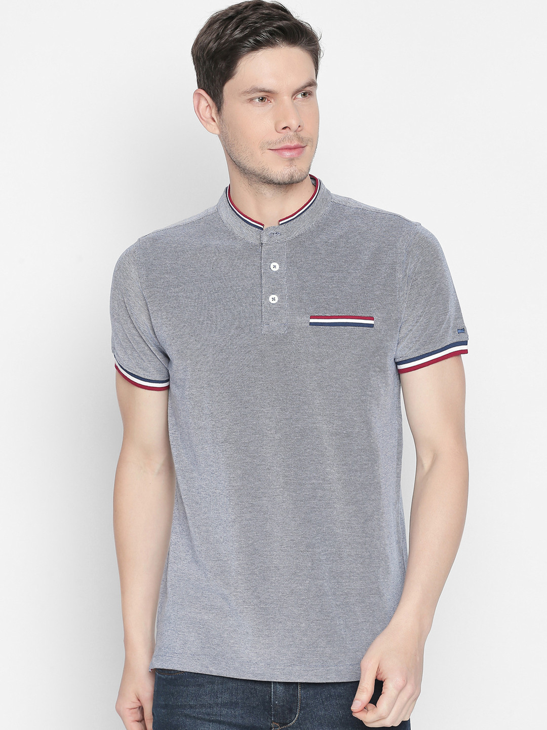 Buy Basics Men Grey Solid V Neck T Shirt - Tshirts for Men 10314413 ...