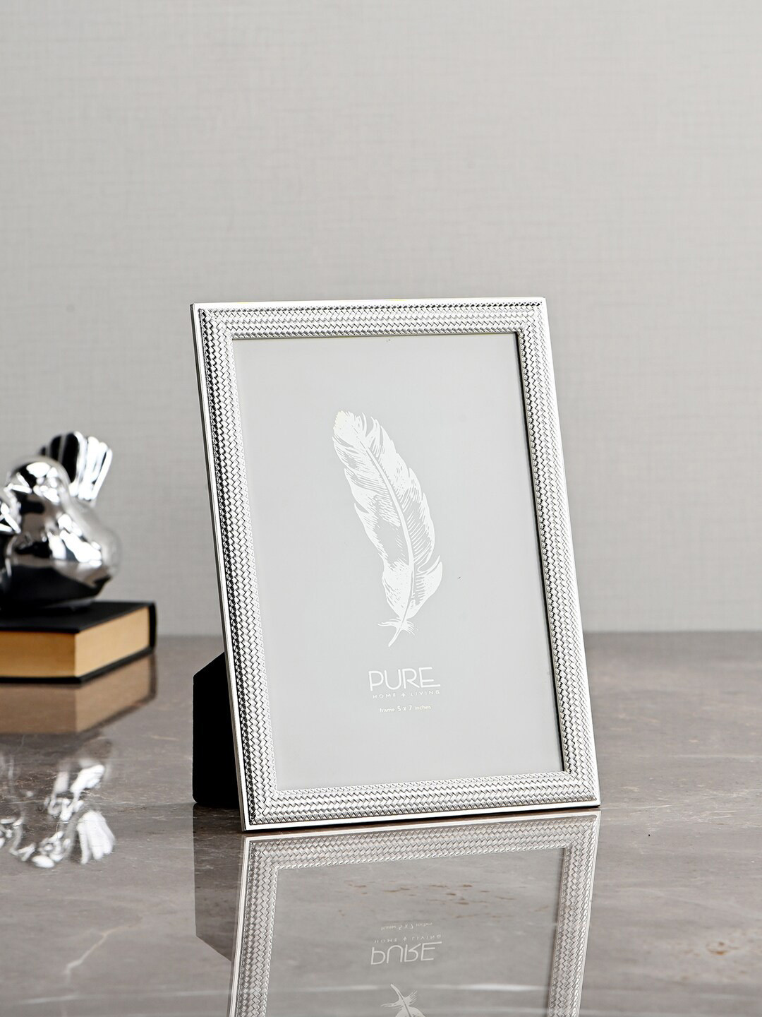 Buy Pure Home And Living Silver Toned Textured Large Modern Tabletop