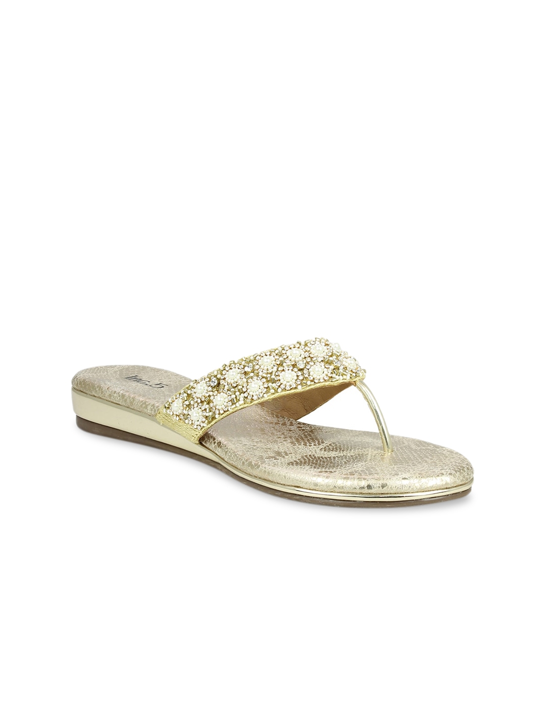 gold t strap flats