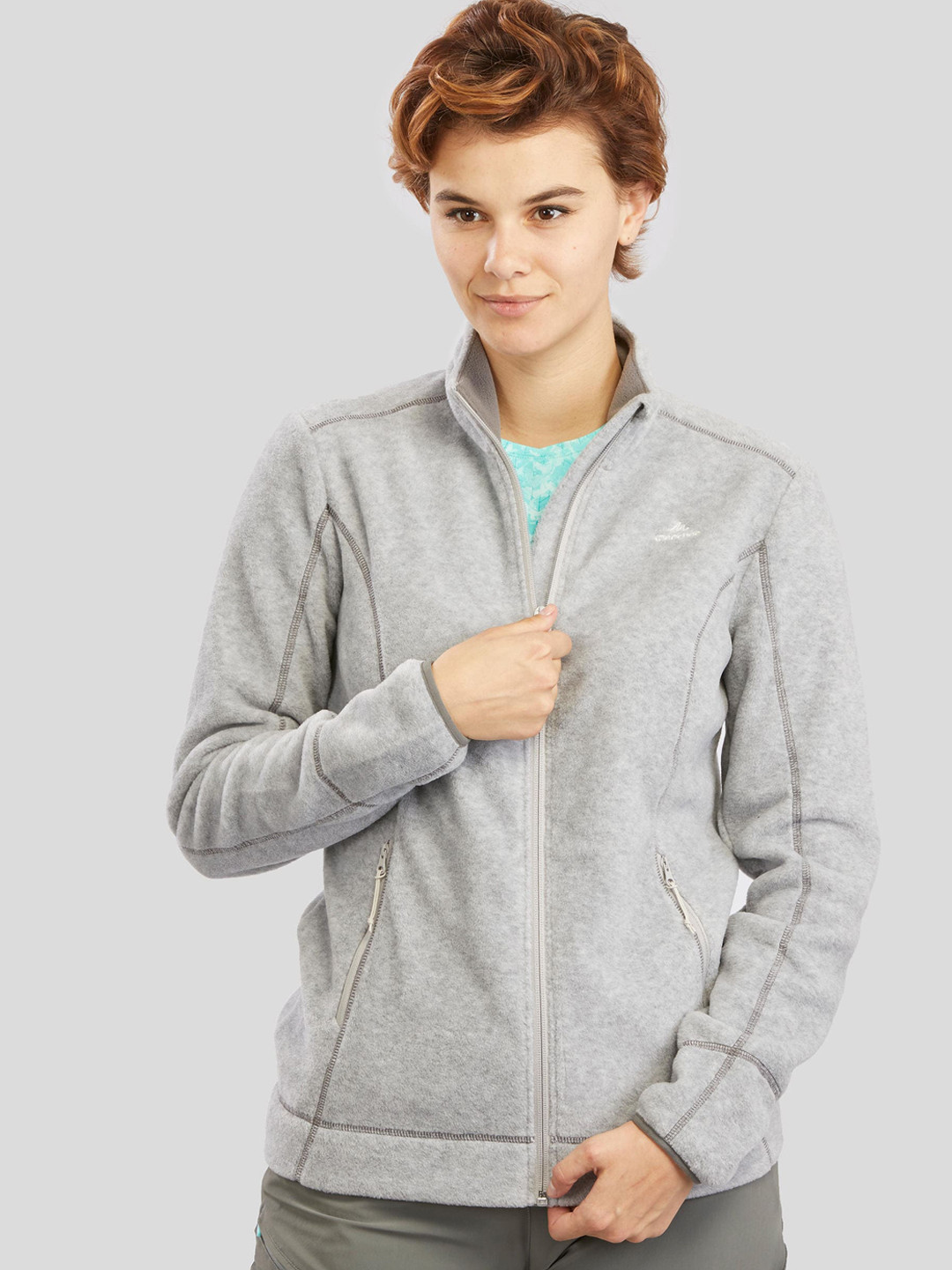 Buy Quechua By Decathlon Women Grey Melange Solid Insulator Sporty