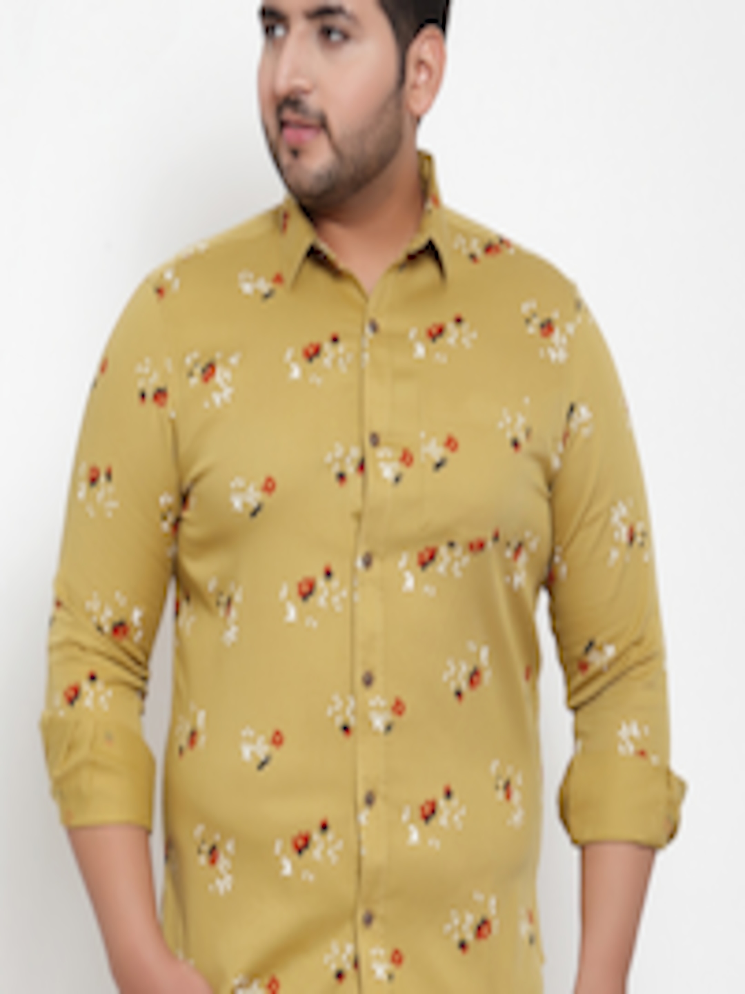 Buy PlusS Men Mustard Yellow Regular Fit Printed Casual Shirt - Shirts ...