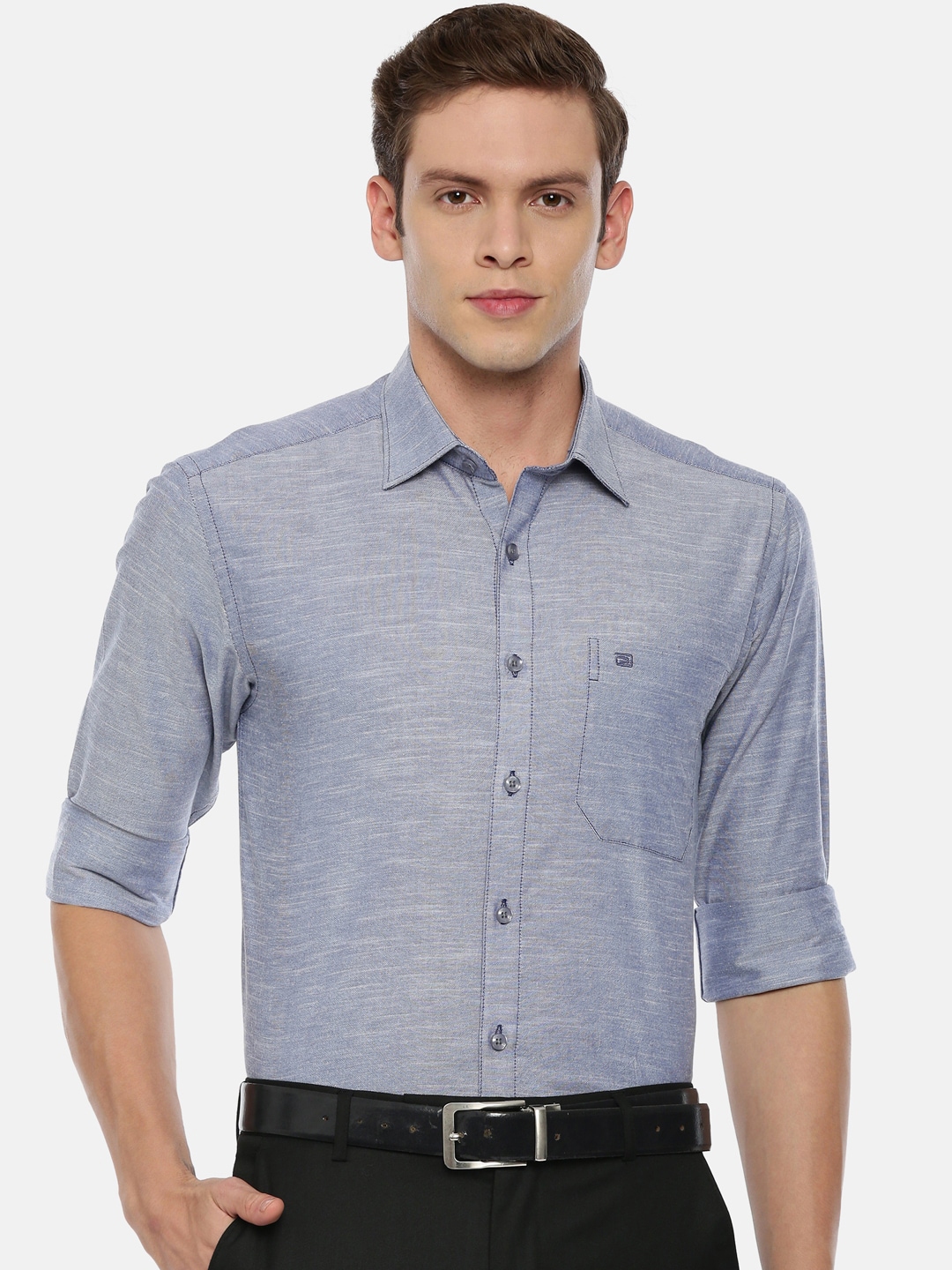 Buy ARISER Men Grey Regular Fit Solid Formal Shirt - Shirts for Men ...