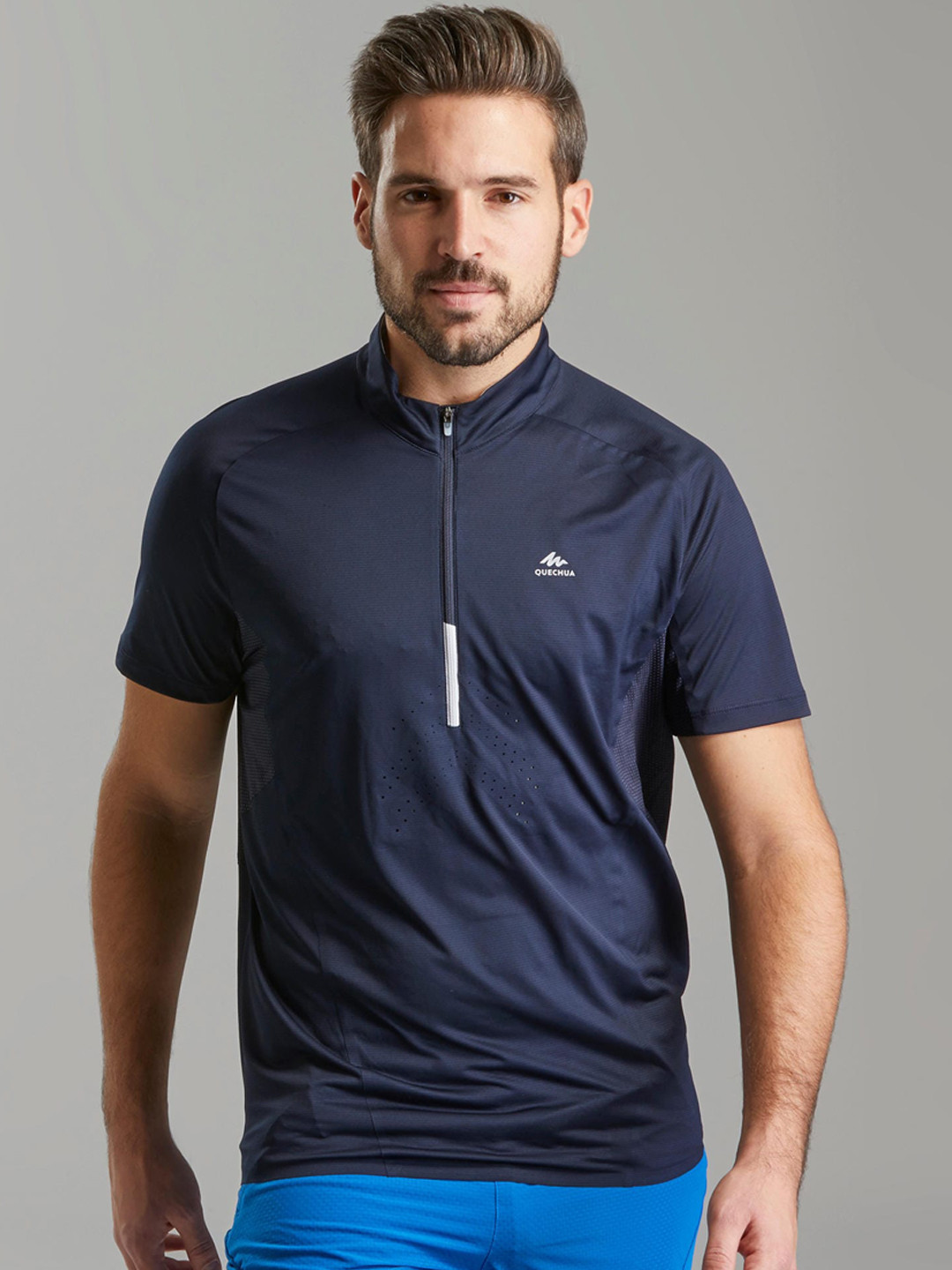 Buy Quechua By Decathlon Men Blue Solid Lightweight And Quick Dry Fast Hiking T Shirt - Tshirts 
