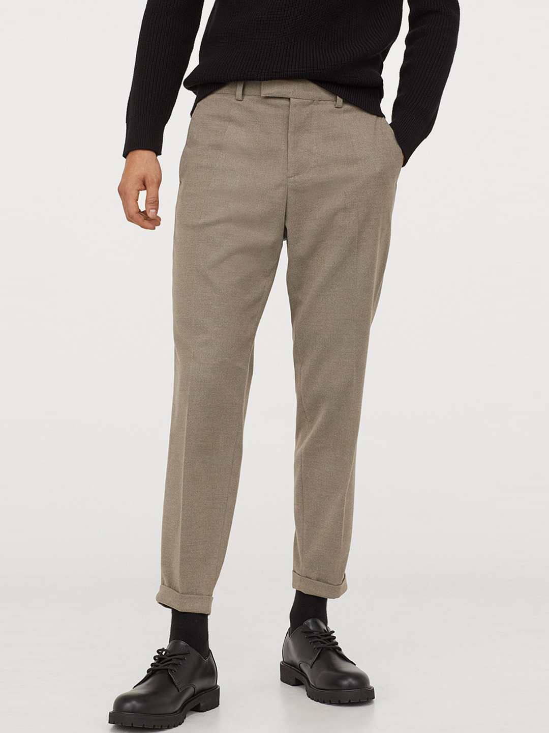 Buy H&M Men Beige Tailored Trousers Slim Fit Trousers for Men