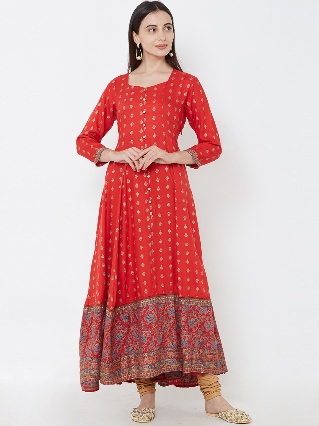 Buy FASHOR Women Red Printed Anarkali Kurta - Kurtas for Women 12953650 ...