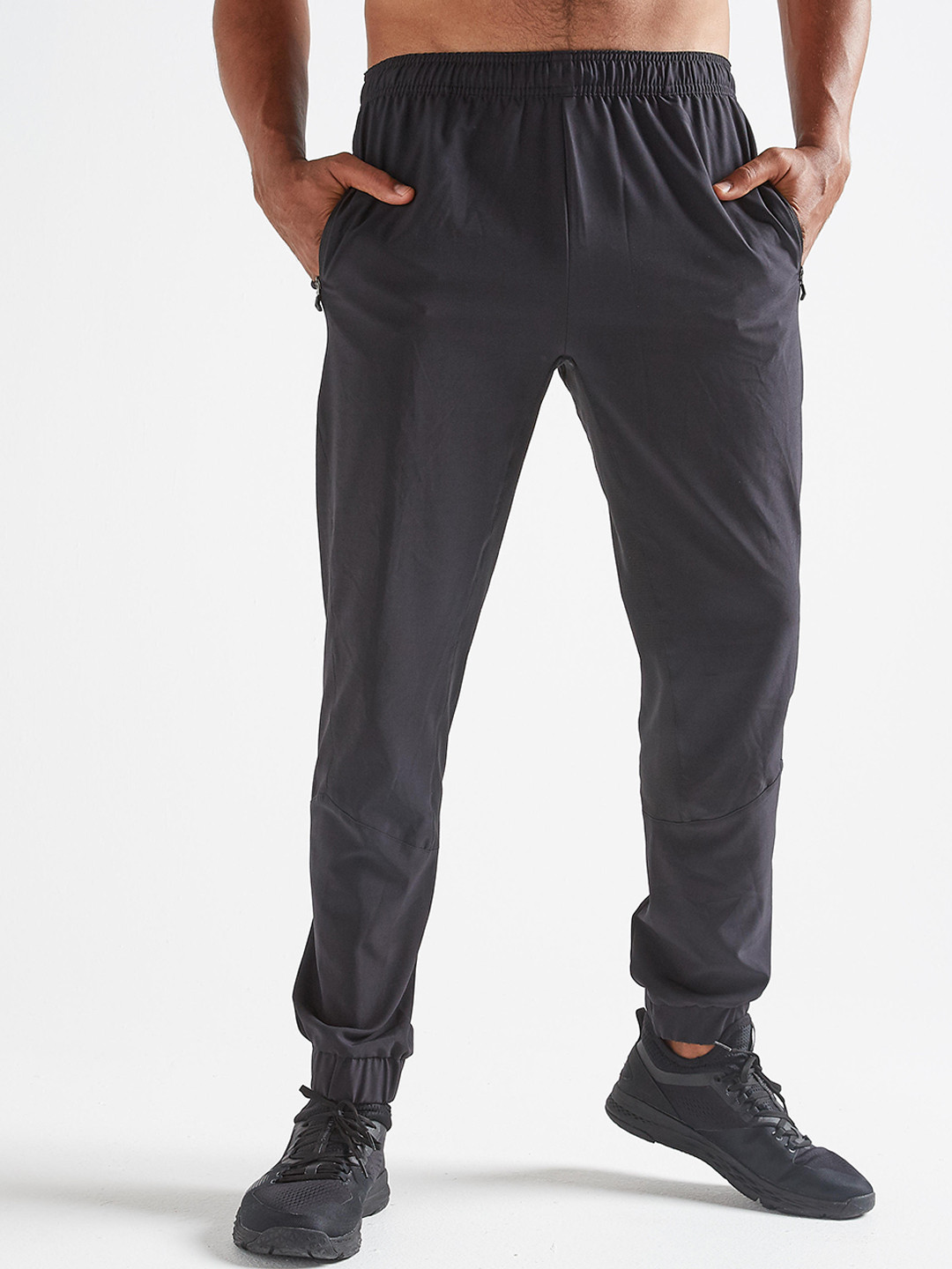 Buy Domyos By Decathlon Men Black Slim Fit Fitness Training Track Pants With Zip Pocket Track
