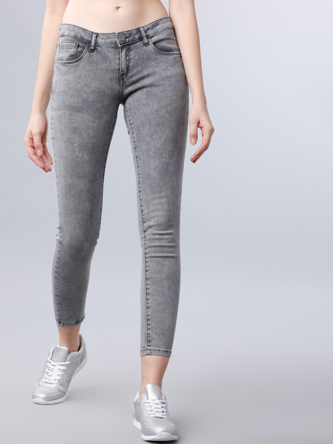 Buy Tokyo Talkies Women Grey Super Skinny Fit Mid Rise Clean Look