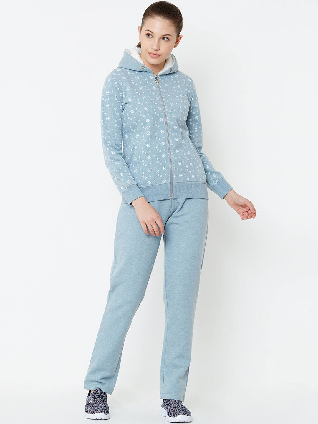 Buy Sweet Dreams Women Blue & White Printed Tracksuits Tracksuits for
