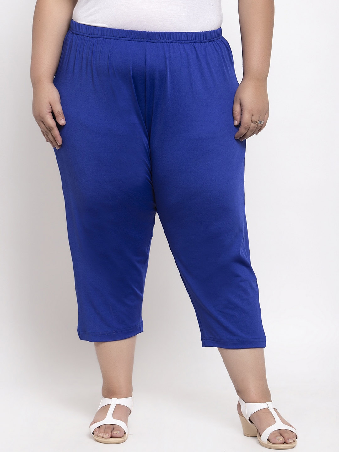 Buy PlusS Women Blue Solid Regular Fit Capris - Capris for Women ...