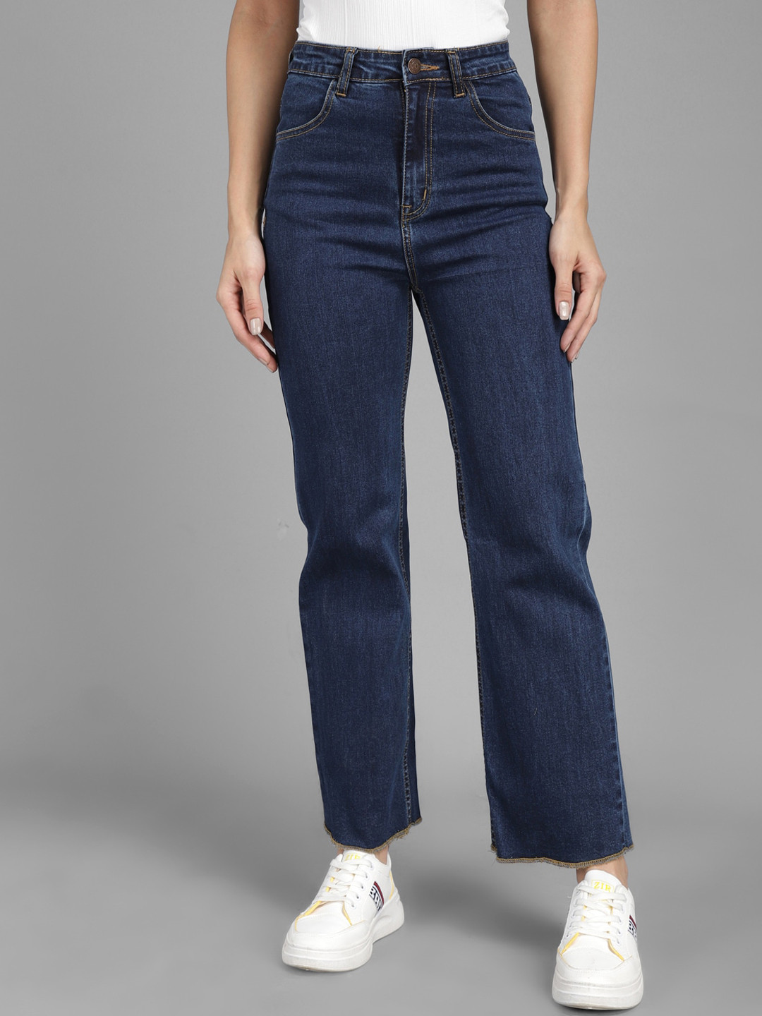 Buy Kotty Women Navy Blue Flared High Rise Clean Look Jeans Jeans for