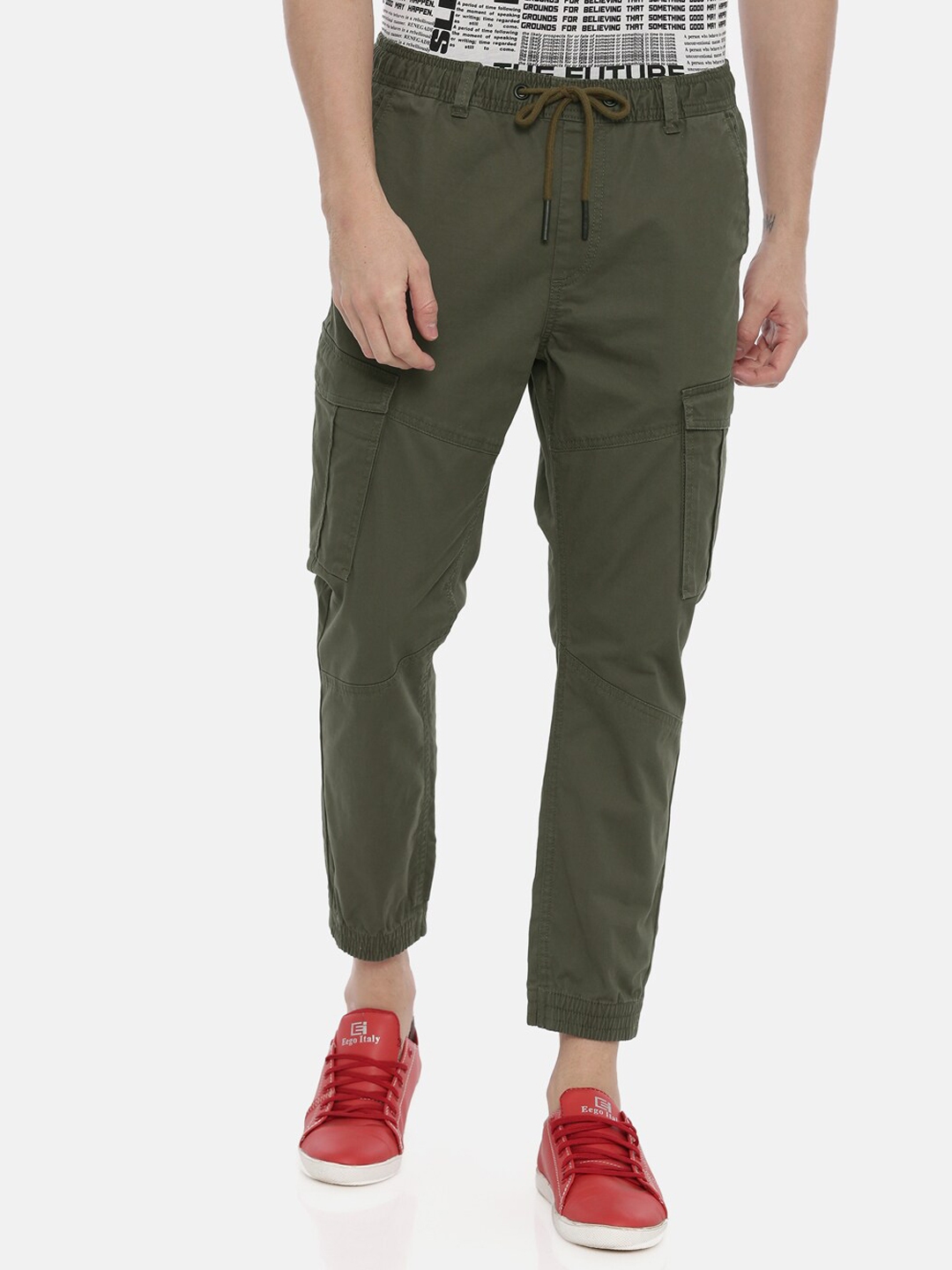 olive green cargo joggers
