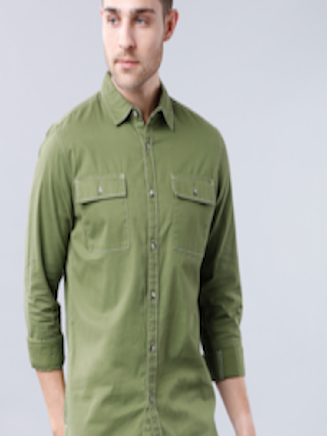 Buy Ecko Unltd Men Olive Green Slim Fit Solid Casual Shirt - Shirts for ...
