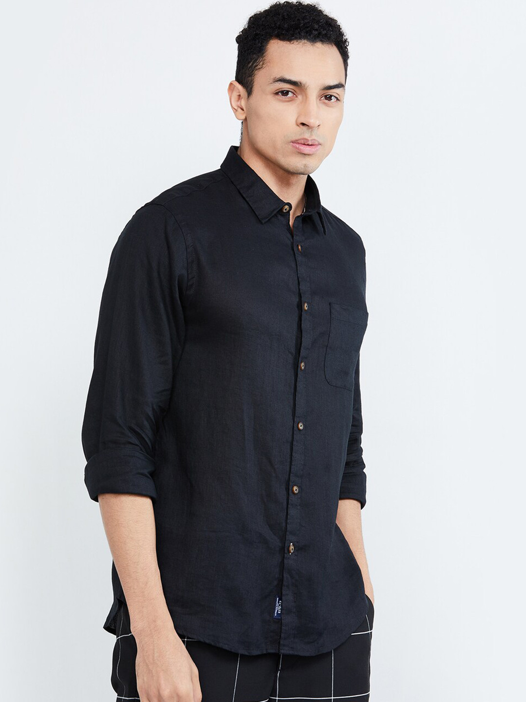 Buy Max Men Black Regular Fit Solid Casual Shirt Shirts for Men