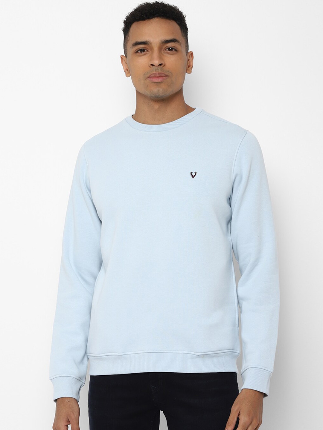 Buy Allen Solly Men Blue Solid Pullover Sweatshirt - Sweatshirts for ...
