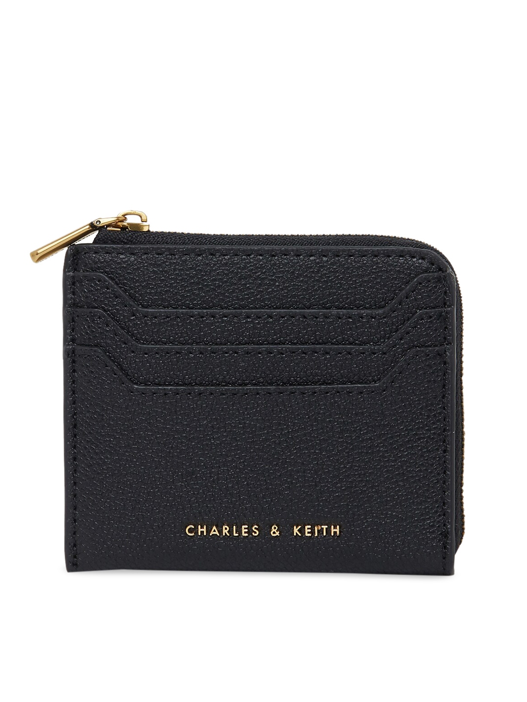 Buy CHARLES & KEITH Women Black Solid Zip Around Wallet - Wallets for