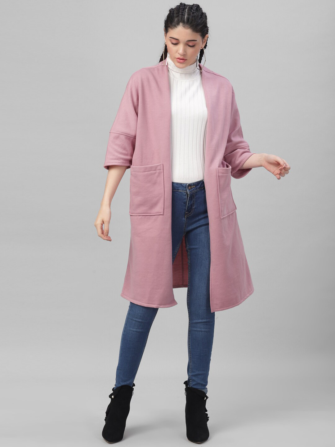 Buy Athena Women Pink Solid Open Front Shrug Shrug for Women 12980966