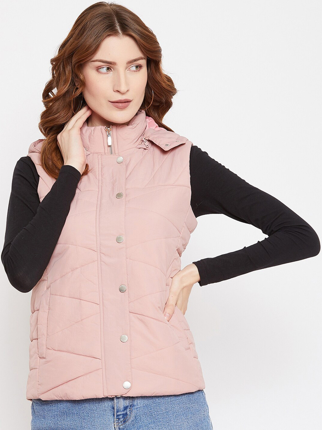 Buy Octave Women Pink Solid Padded Jacket Jackets for Women 12976704