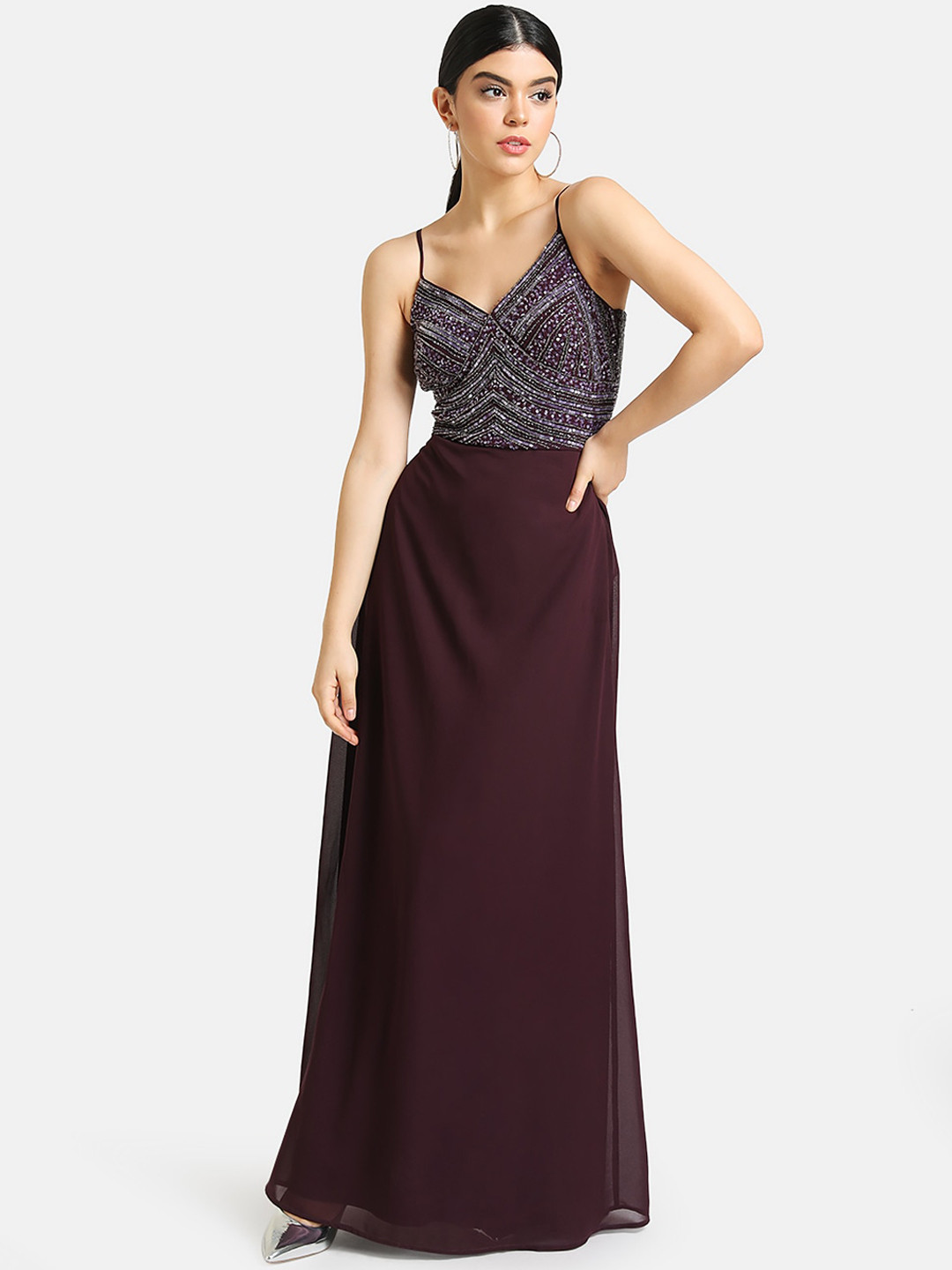 Buy Kazo Women Purple Embellished Maxi Dress Dresses for Women