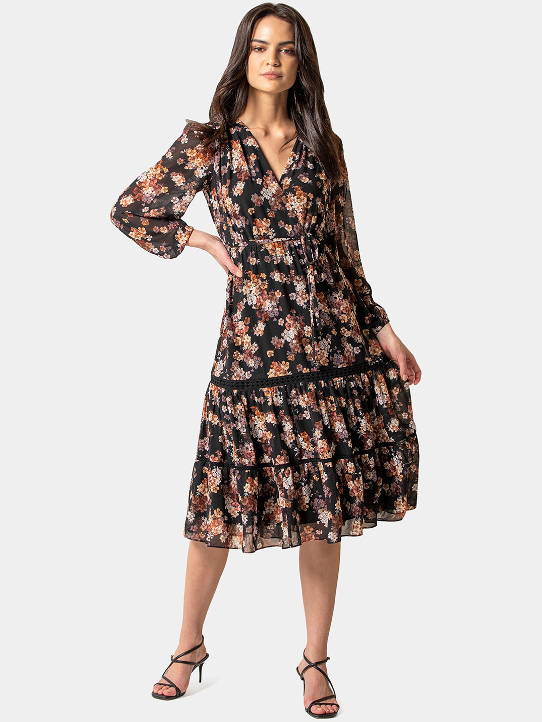 Buy Forever New Women Brown Printed Wrap Dress Dresses for Women