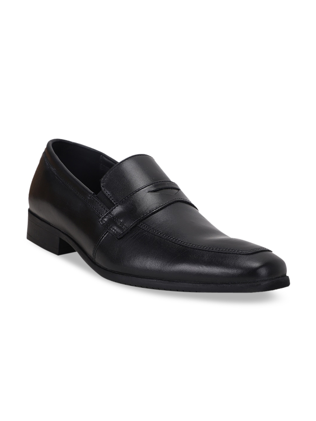 Buy Bata Men Black Solid Leather Loafers - Formal Shoes for Men ...